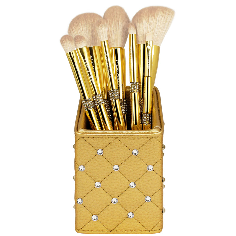 TWINKLY LOVE-8 PIECE DELUXE FACE & EYE BRUSH SET W/ BRUSH HOLDER Gold