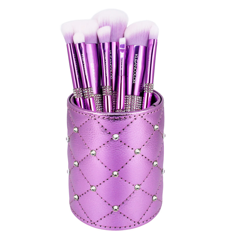 TWINKLY LOVE-8 PIECE FLAWLESS FACE & EYE BRUSH SET W/ BRUSH HOLDER -  KleanColor